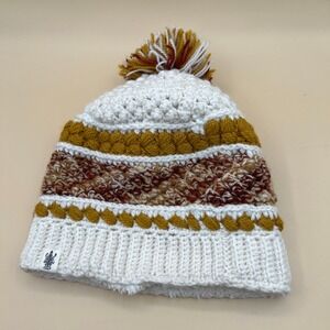 Nirvanna Designs Merino Wool Crochet Beanie Pom Pom Fleece Lined Hat Nepal Cream